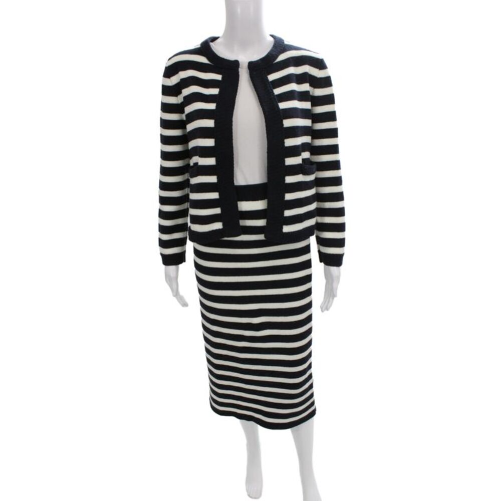 Zara Womens Striped Nautical Pullover Sweater Set Black Long Sleeve Size S